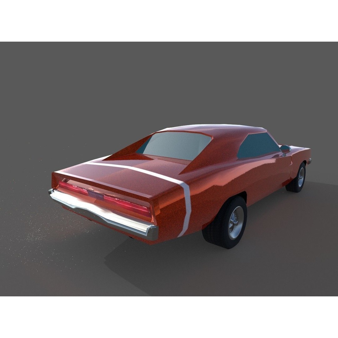 1970 Dodge Charger Replica 3D Model – Low Poly Game Asset, FBX - View 6