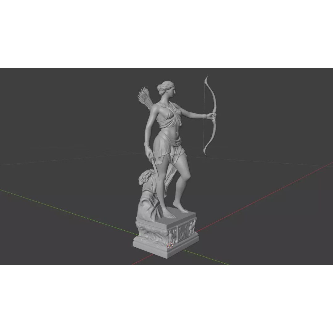 Artemis Statue 3D Model – Greek Roman Goddess, PBR Textures, FBX