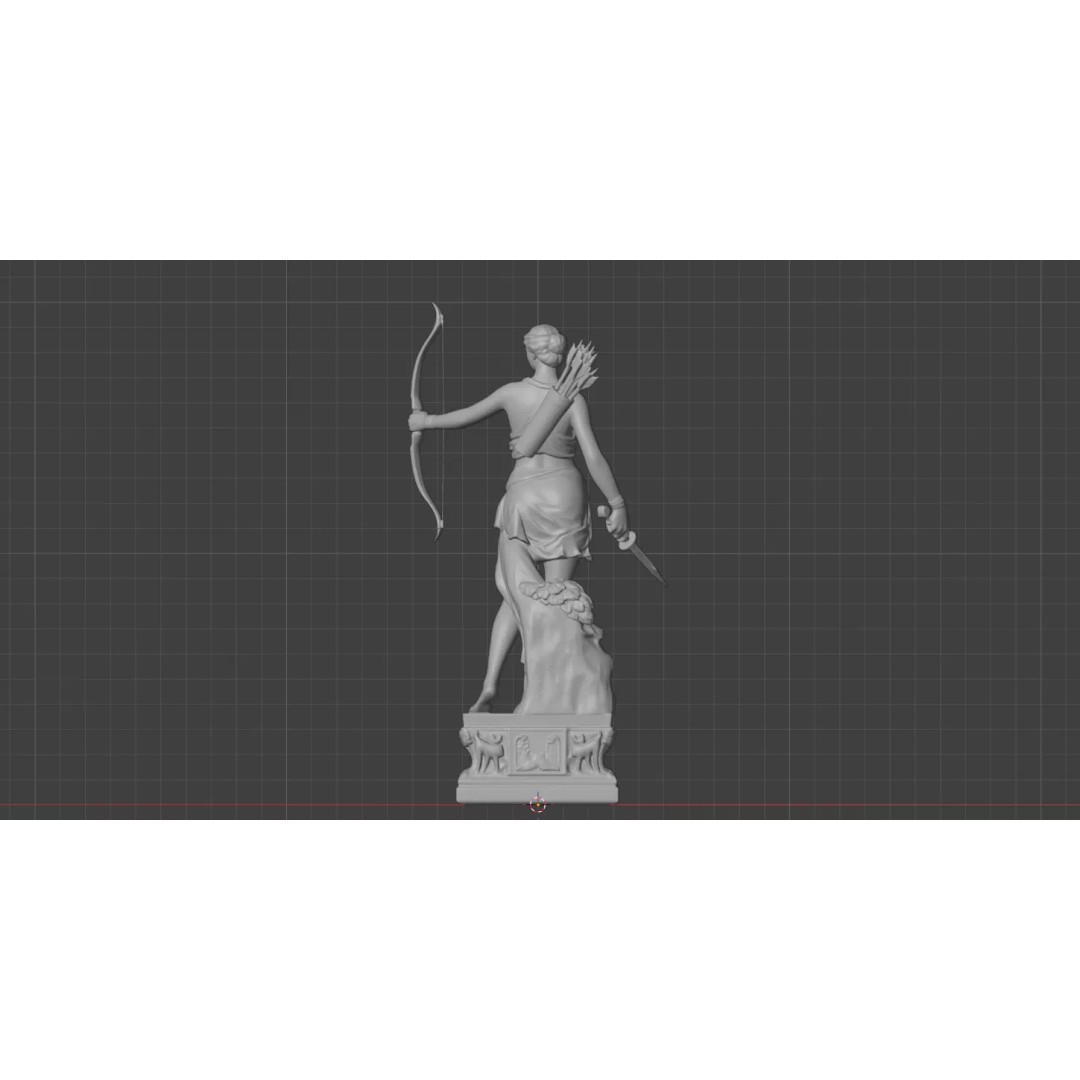 Artemis Statue 3D Model – Greek Roman Goddess, PBR Textures, FBX - View 10