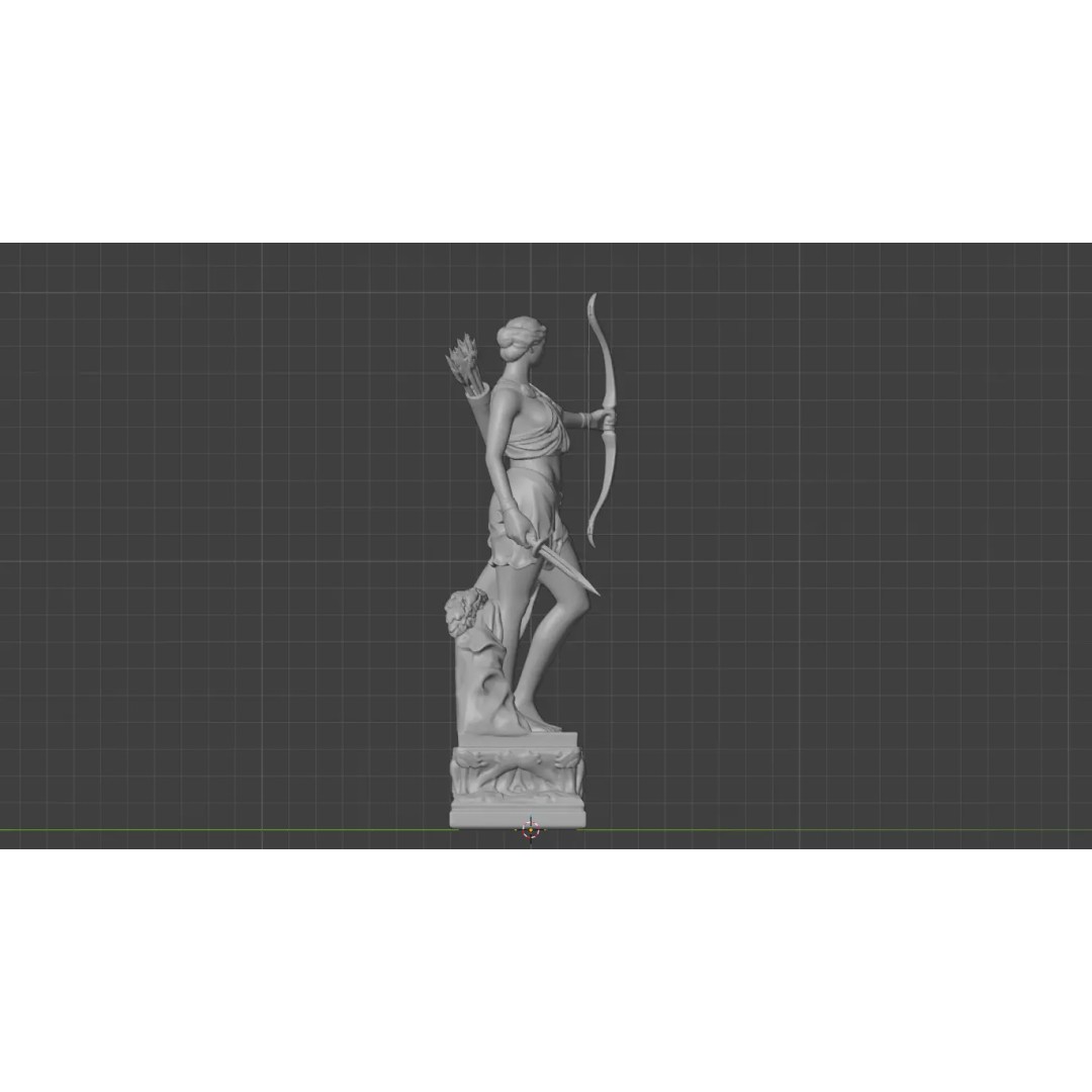 Artemis Statue 3D Model – Greek Roman Goddess, PBR Textures, FBX - View 11