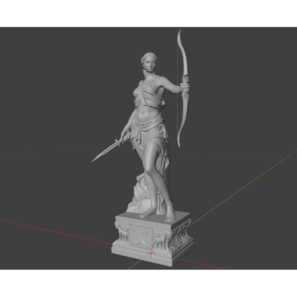 Artemis Statue 3D Model – Greek Roman Goddess, PBR Textures, FBX - View 13