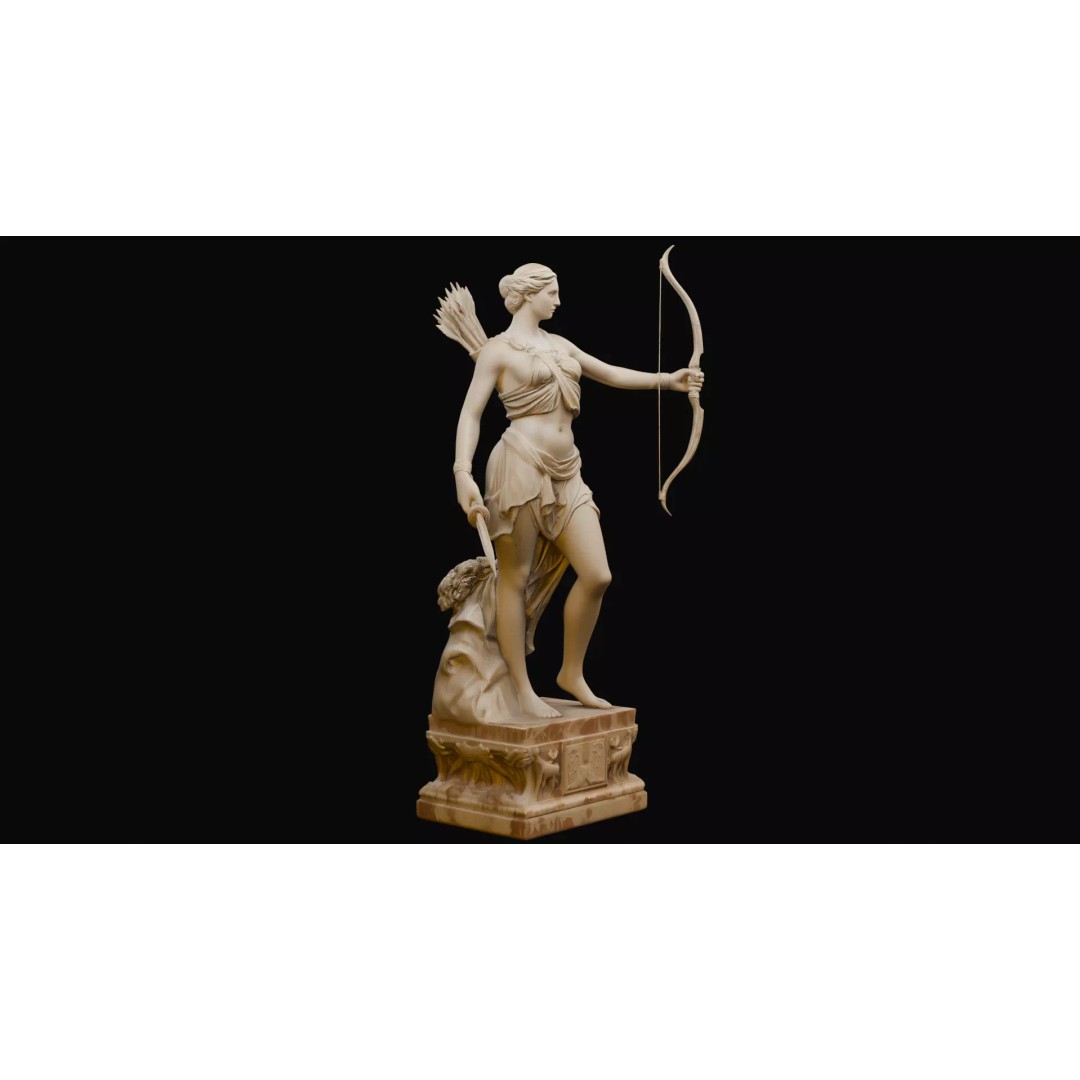 Artemis Statue 3D Model – Greek Roman Goddess, PBR Textures, FBX - View 4