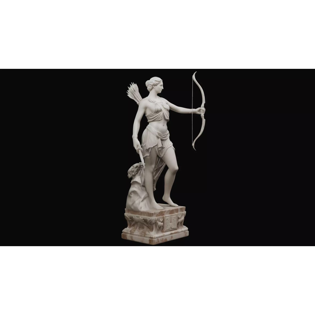 Artemis Statue 3D Model – Greek Roman Goddess, PBR Textures, FBX - View 5