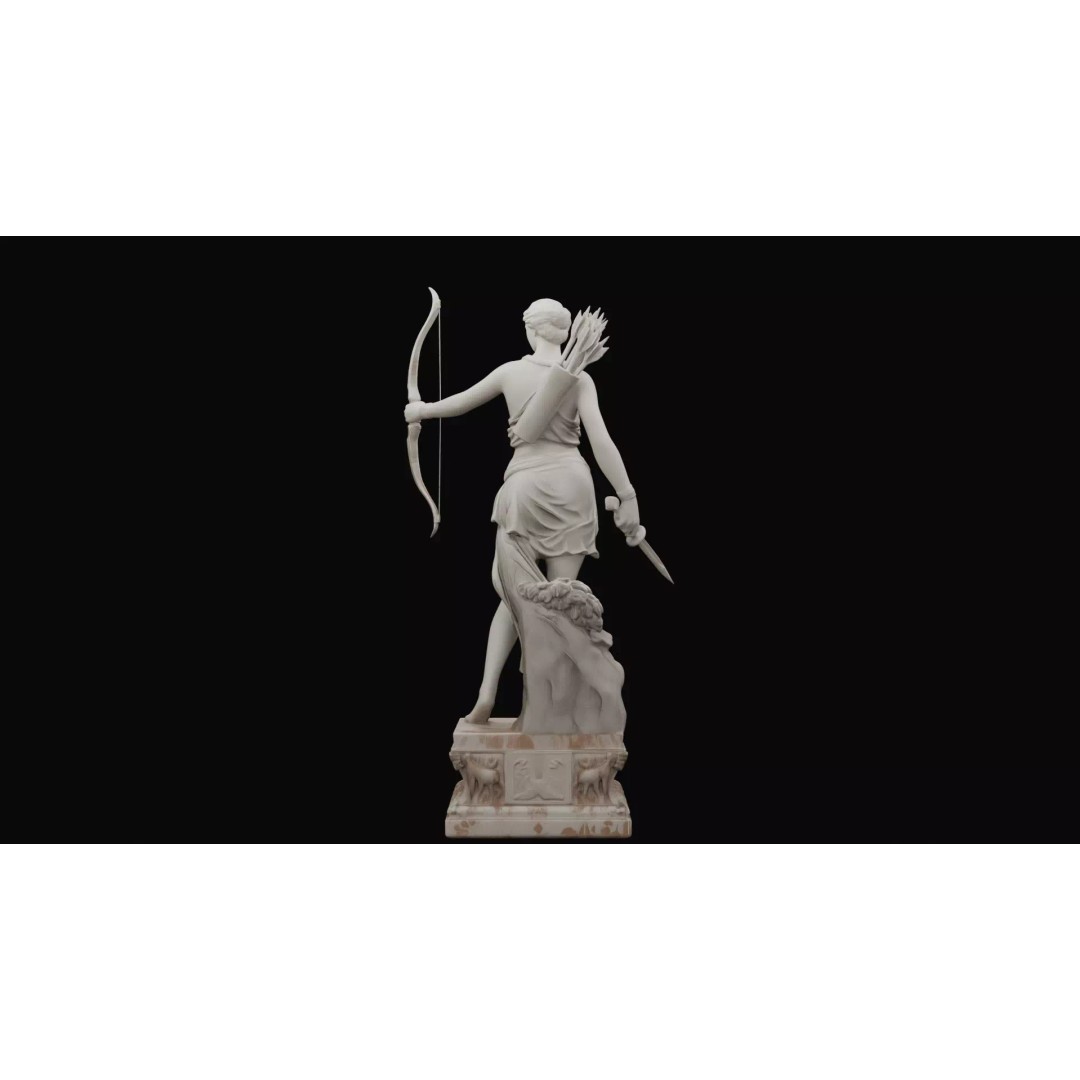 Artemis Statue 3D Model – Greek Roman Goddess, PBR Textures, FBX - View 7