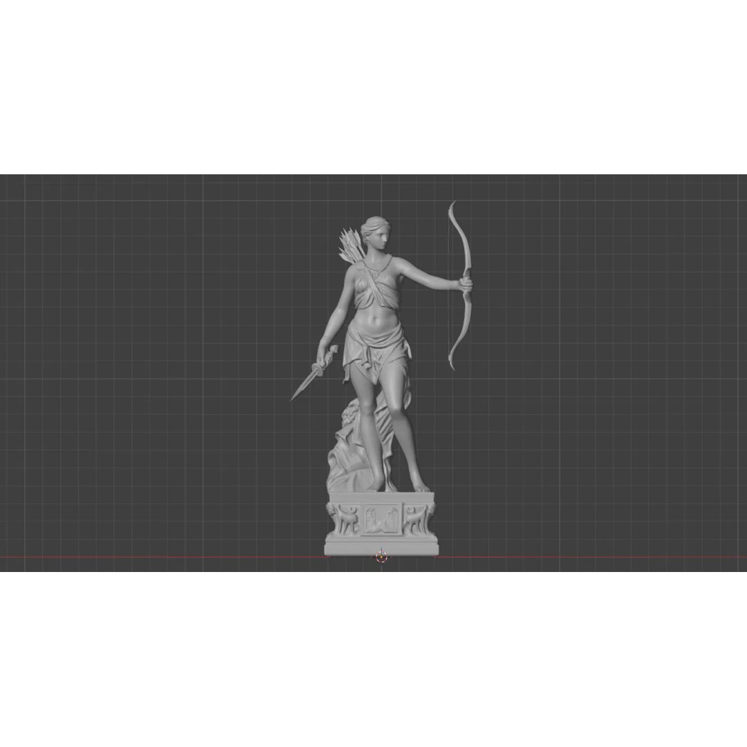 Artemis Statue 3D Model – Greek Roman Goddess, PBR Textures, FBX - View 8