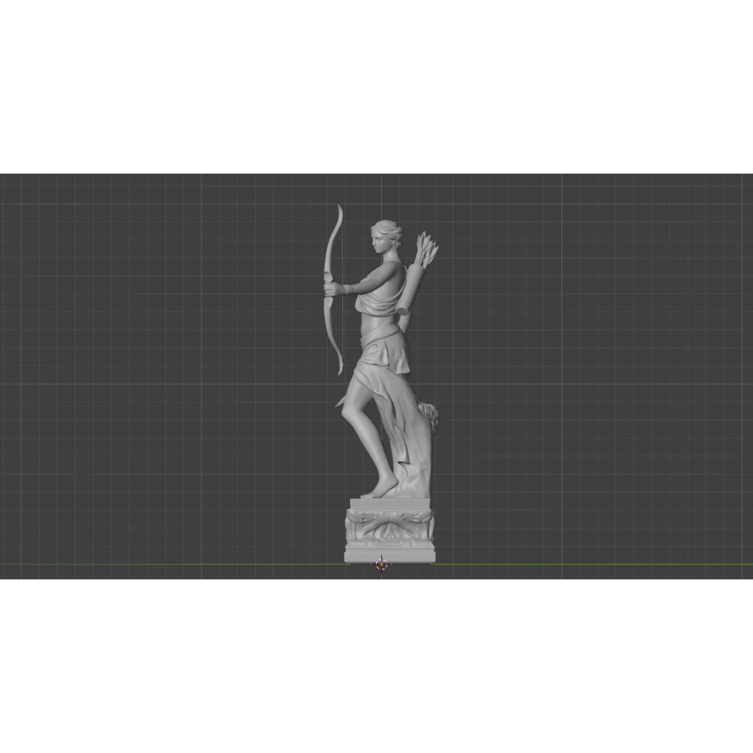 Artemis Statue 3D Model – Greek Roman Goddess, PBR Textures, FBX - View 9