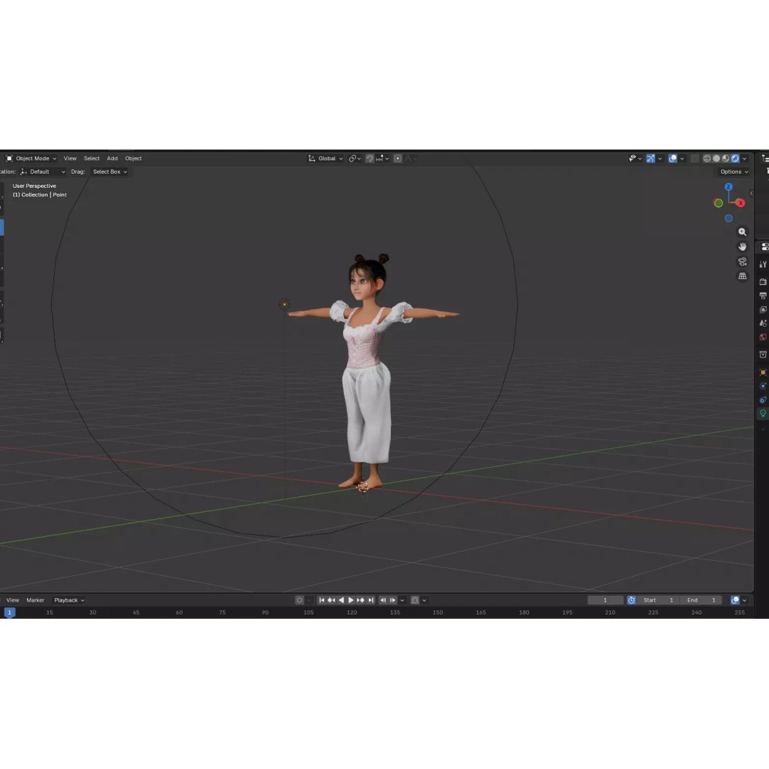 Charming Cartoon Girl 3D Model – Game Ready, Rigged, Blender & FBX - View 12
