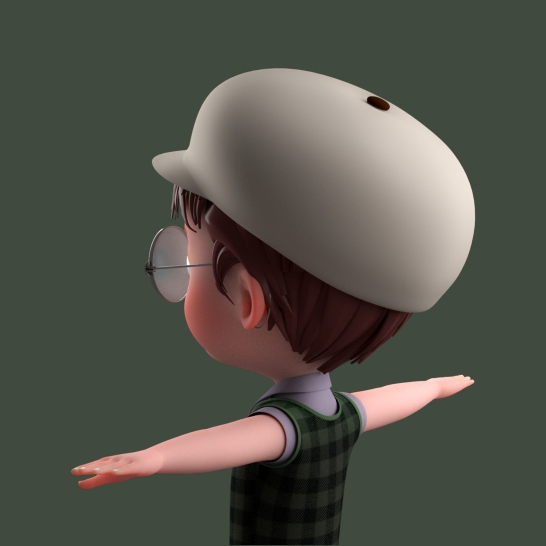 Cartoon Boy 3D Model – Low Poly Character, FBX, Game Ready - View 10