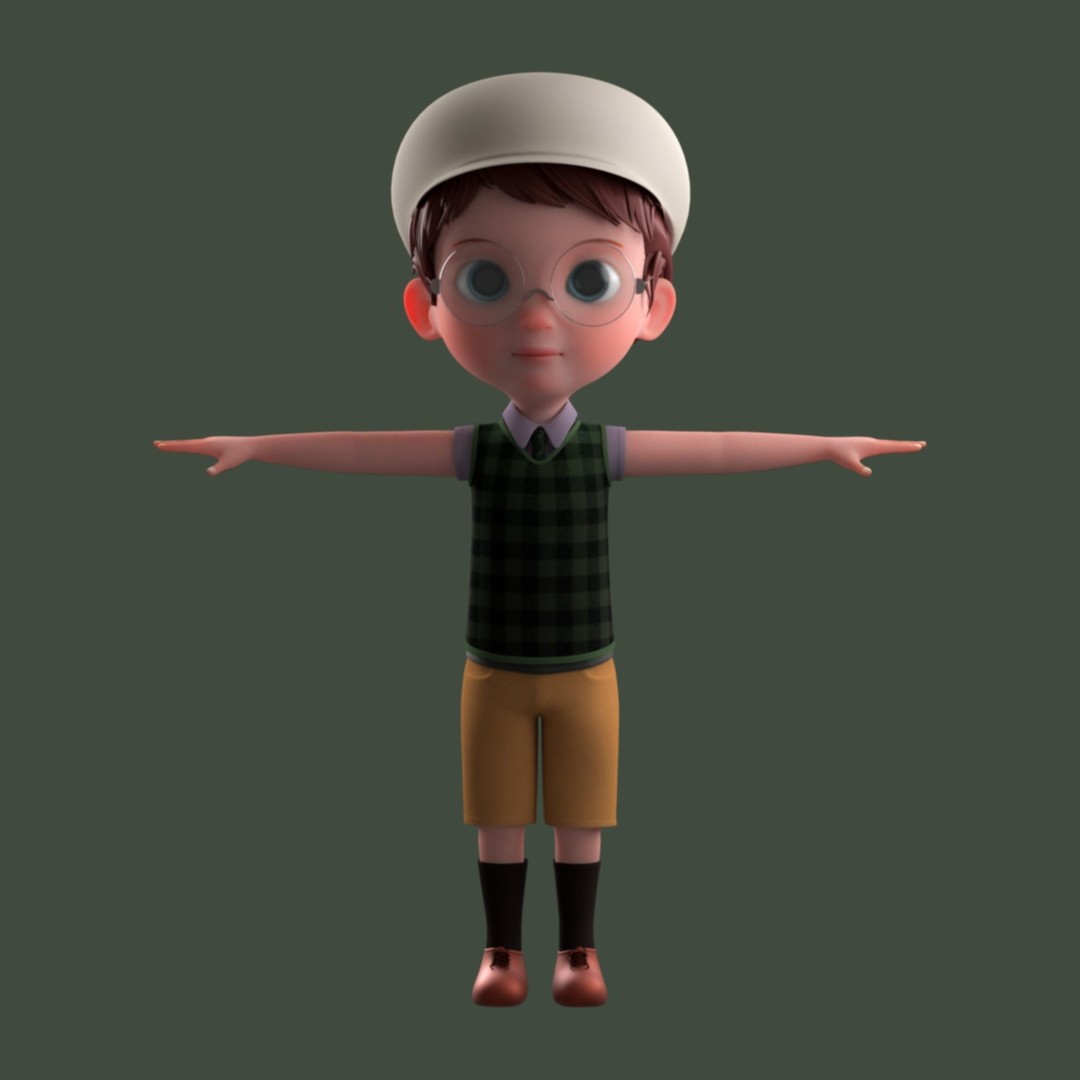 Cartoon Boy 3D Model – Low Poly Character, FBX, Game Ready - View 12