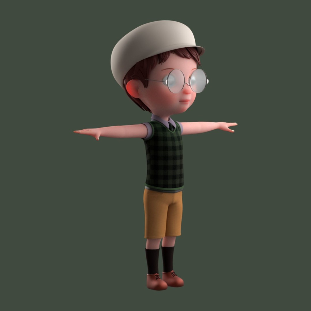 Cartoon Boy 3D Model – Low Poly Character, FBX, Game Ready - View 13