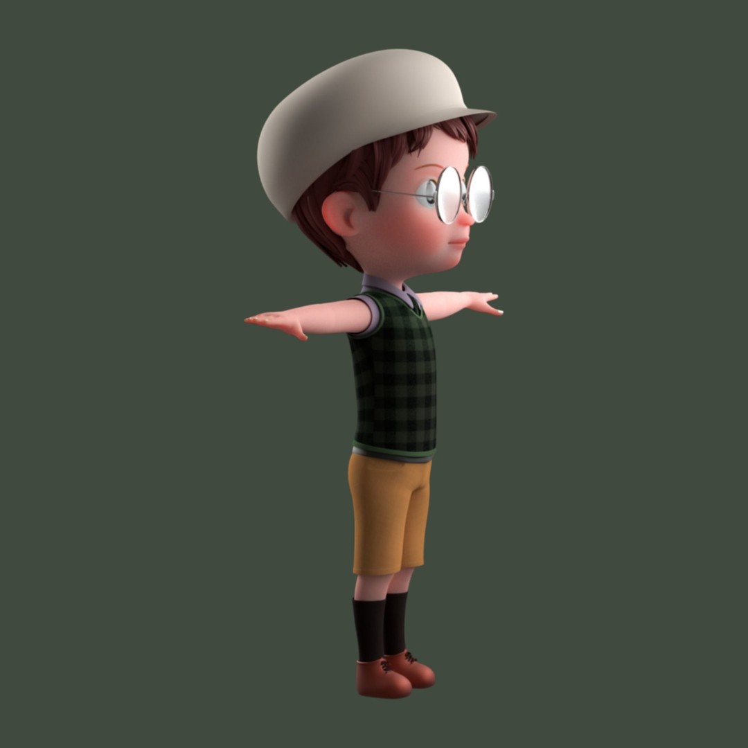 Cartoon Boy 3D Model – Low Poly Character, FBX, Game Ready - View 14