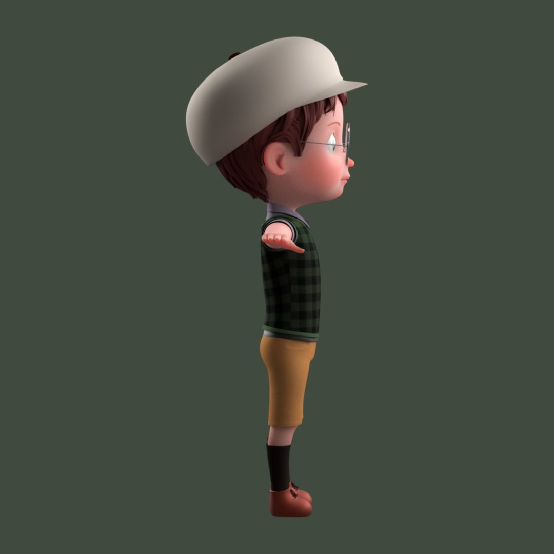 Cartoon Boy 3D Model – Low Poly Character, FBX, Game Ready - View 15