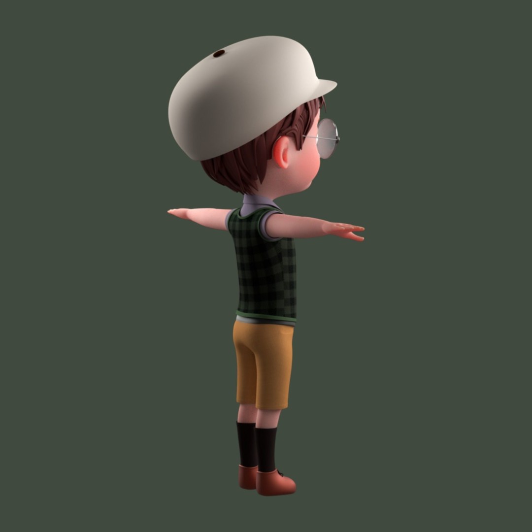 Cartoon Boy 3D Model – Low Poly Character, FBX, Game Ready - View 16