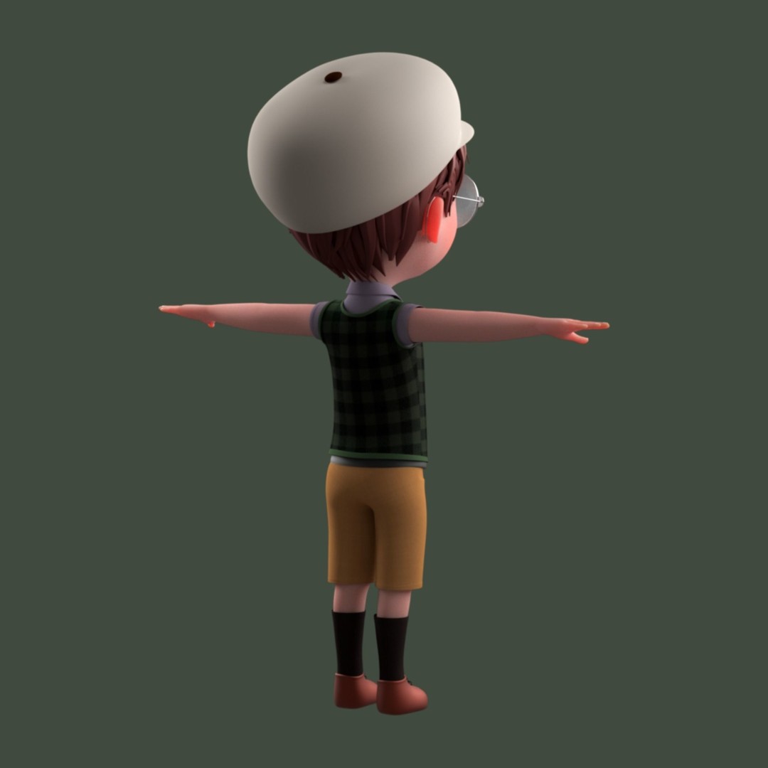 Cartoon Boy 3D Model – Low Poly Character, FBX, Game Ready - View 17