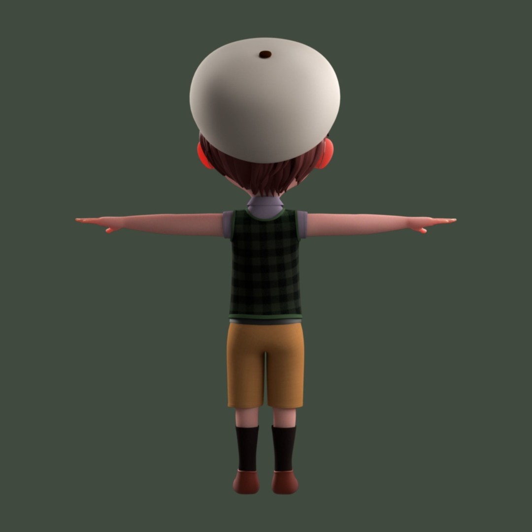 Cartoon Boy 3D Model – Low Poly Character, FBX, Game Ready - View 18