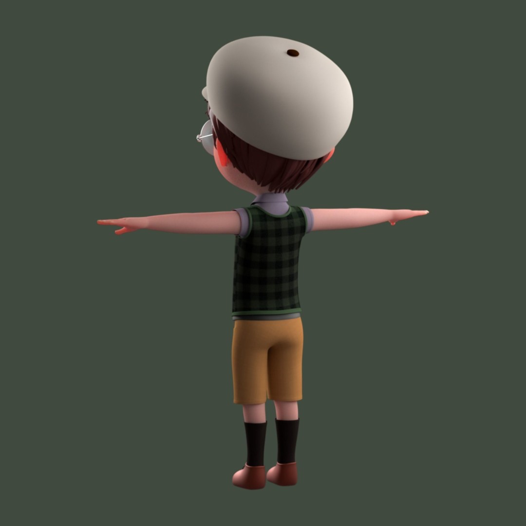 Cartoon Boy 3D Model – Low Poly Character, FBX, Game Ready - View 19