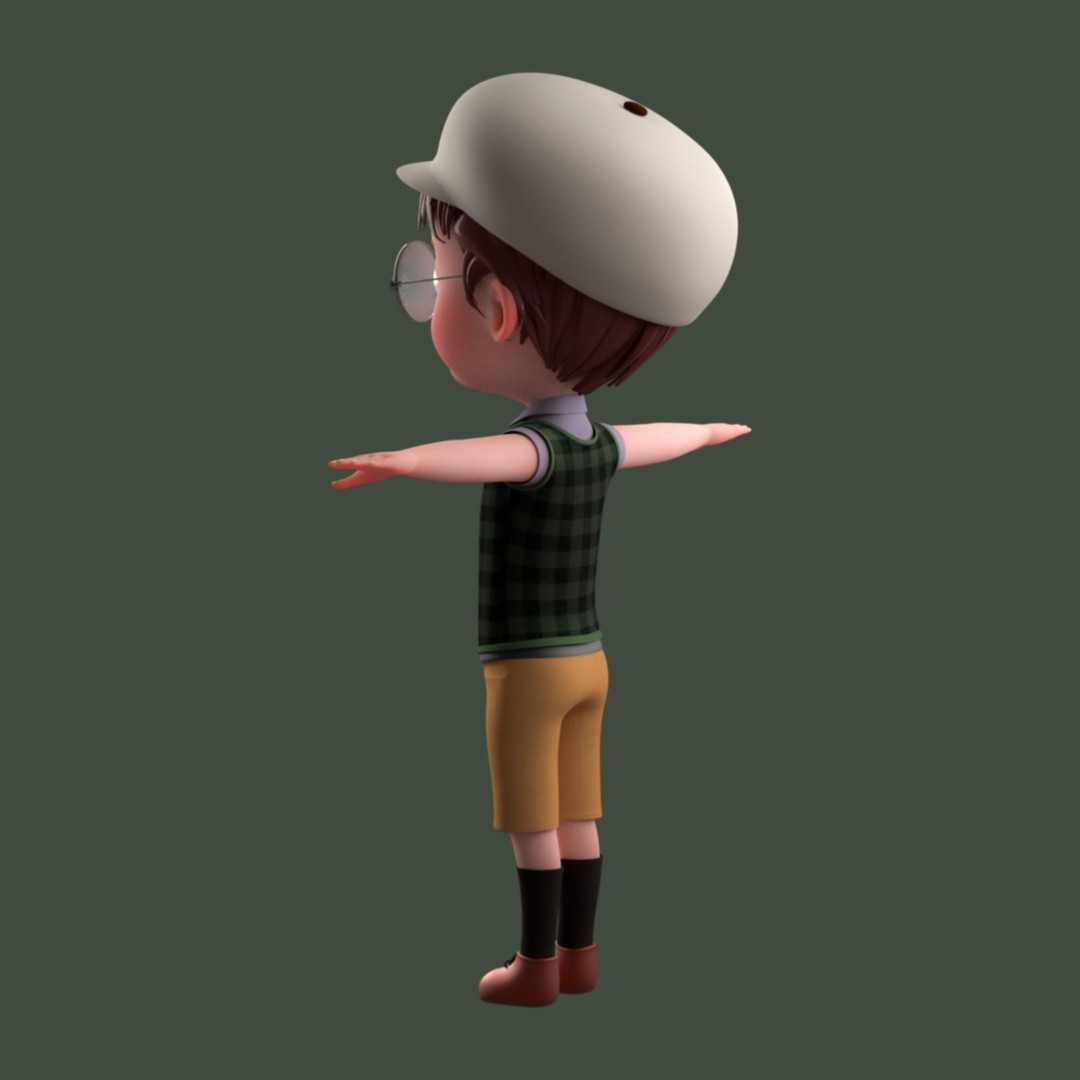 Cartoon Boy 3D Model – Low Poly Character, FBX, Game Ready - View 20