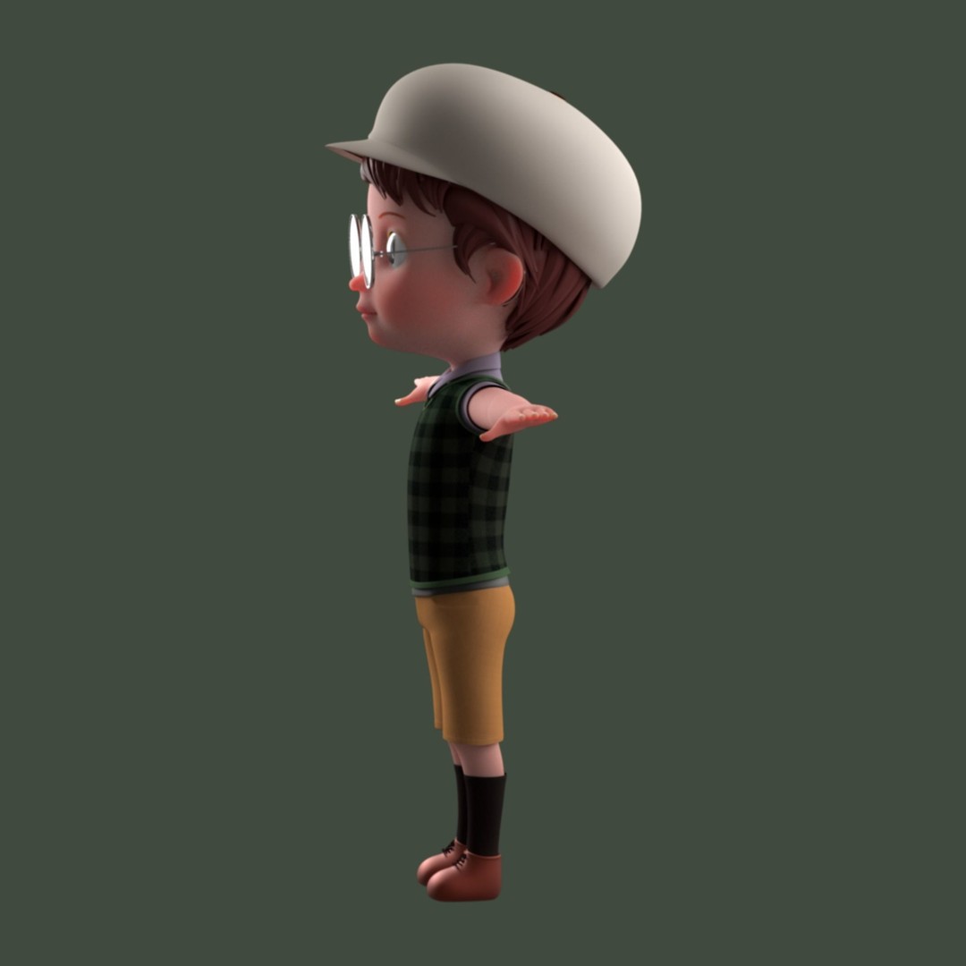 Cartoon Boy 3D Model – Low Poly Character, FBX, Game Ready - View 21