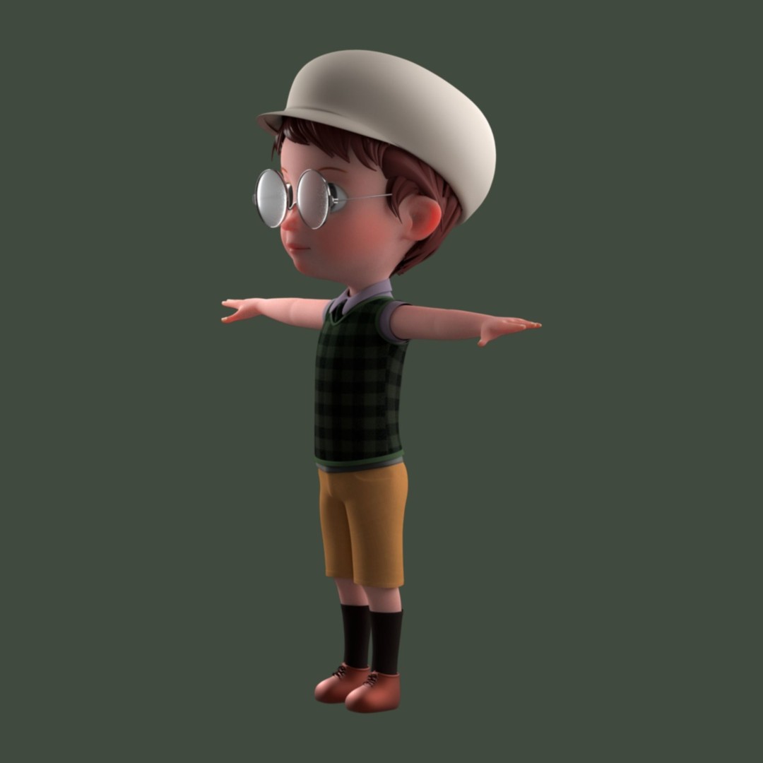 Cartoon Boy 3D Model – Low Poly Character, FBX, Game Ready - View 22