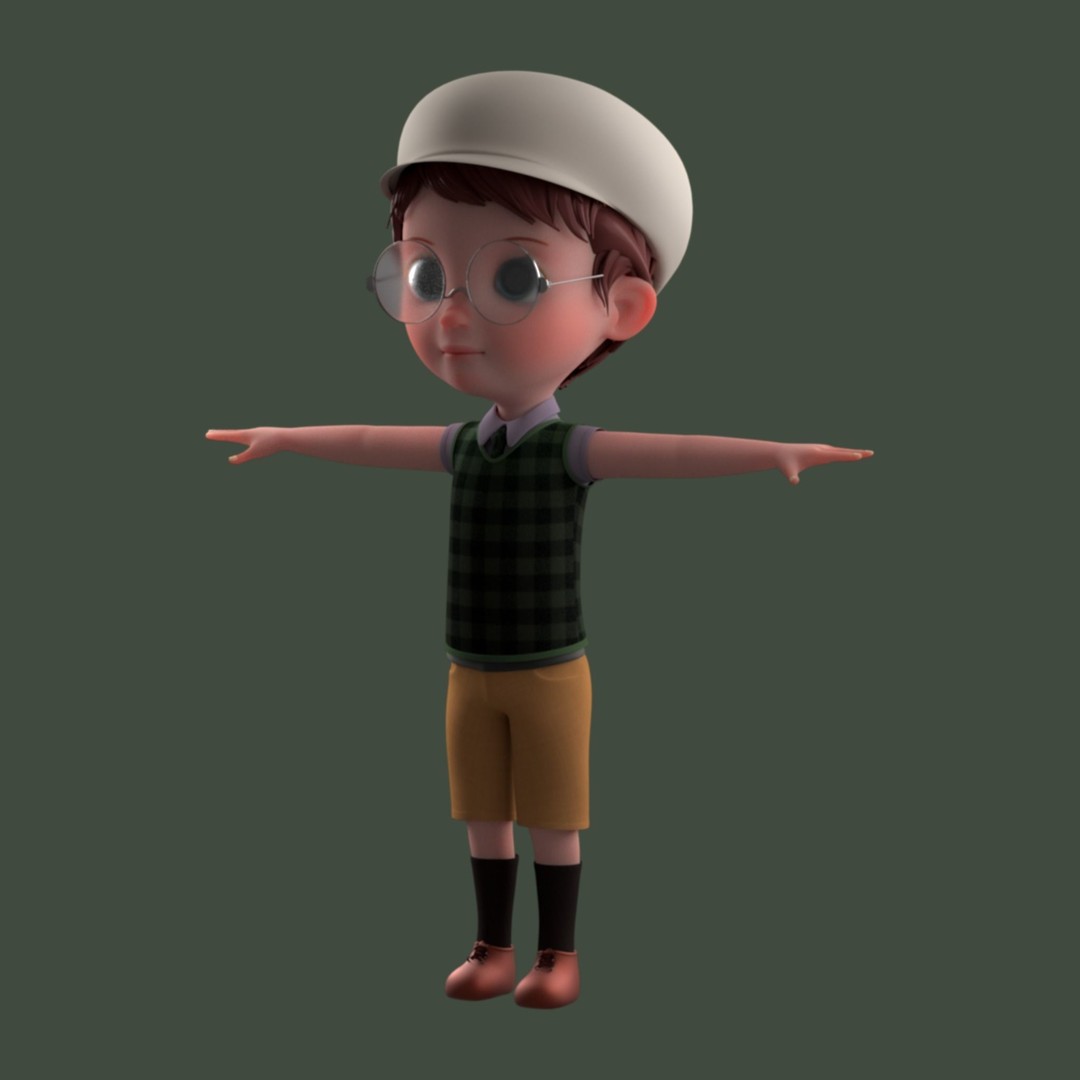 Cartoon Boy 3D Model – Low Poly Character, FBX, Game Ready - View 23