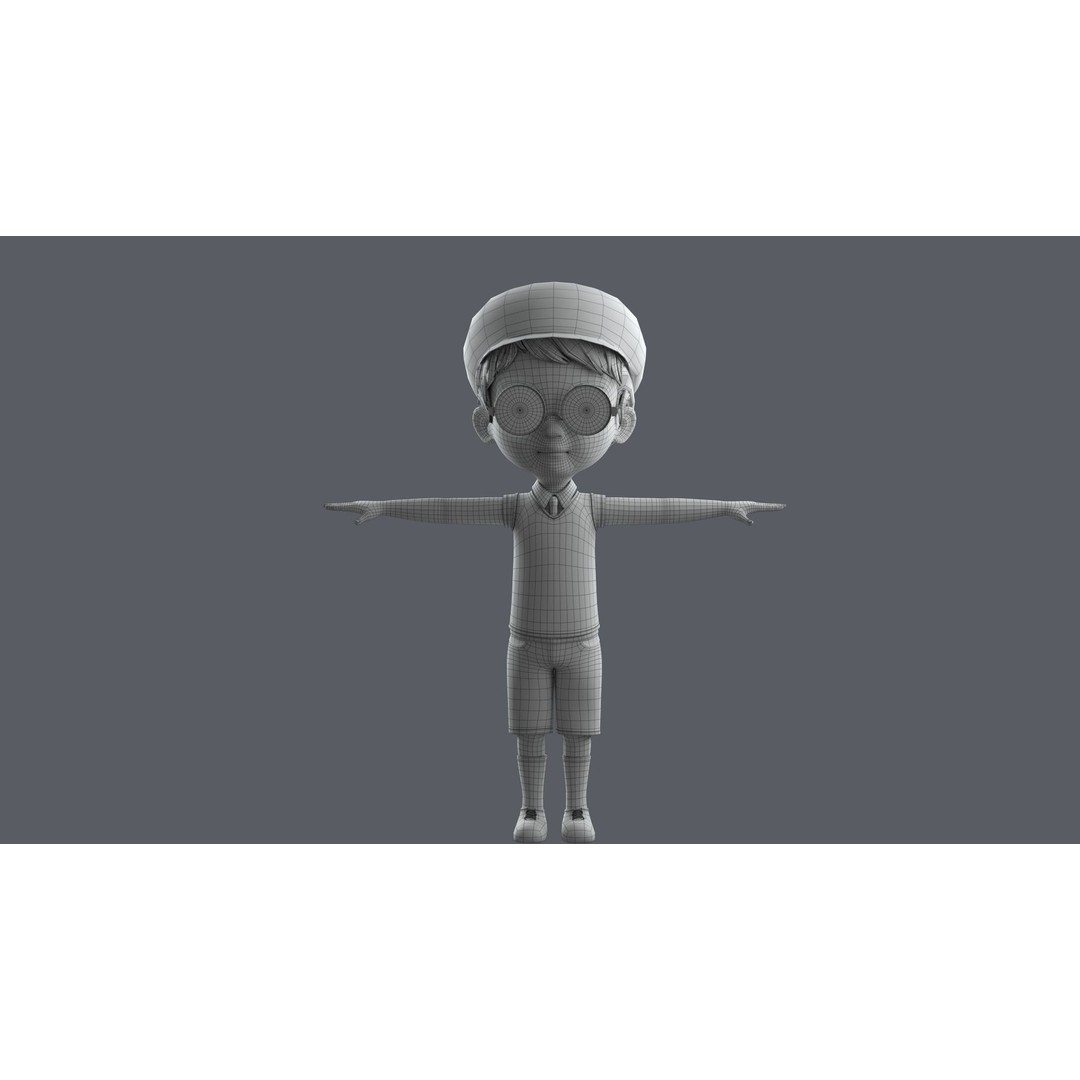 Cartoon Boy 3D Model – Low Poly Character, FBX, Game Ready - View 24