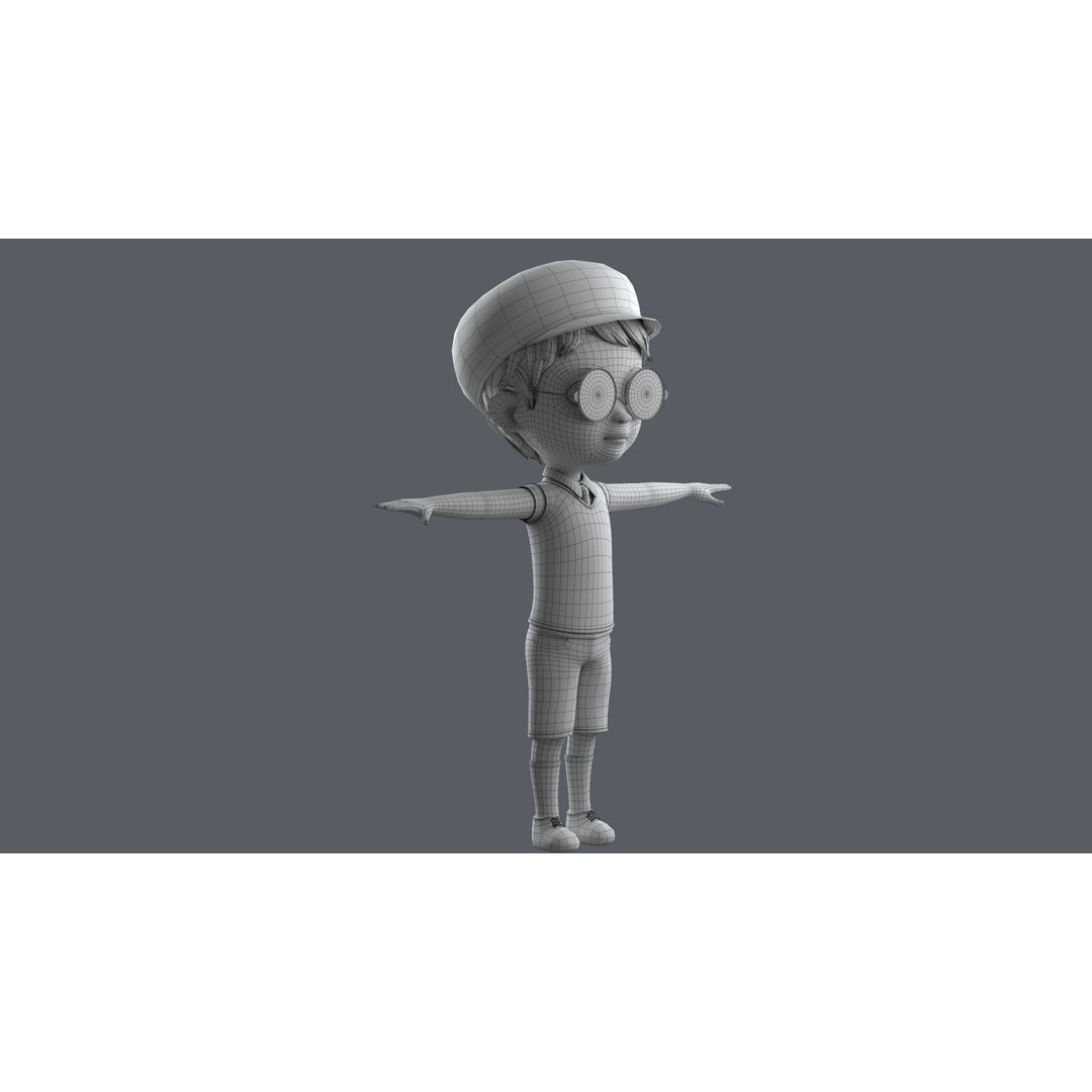 Cartoon Boy 3D Model – Low Poly Character, FBX, Game Ready - View 25
