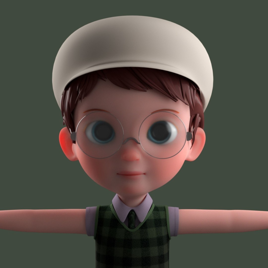 Cartoon Boy 3D Model – Low Poly Character, FBX, Game Ready - View 3