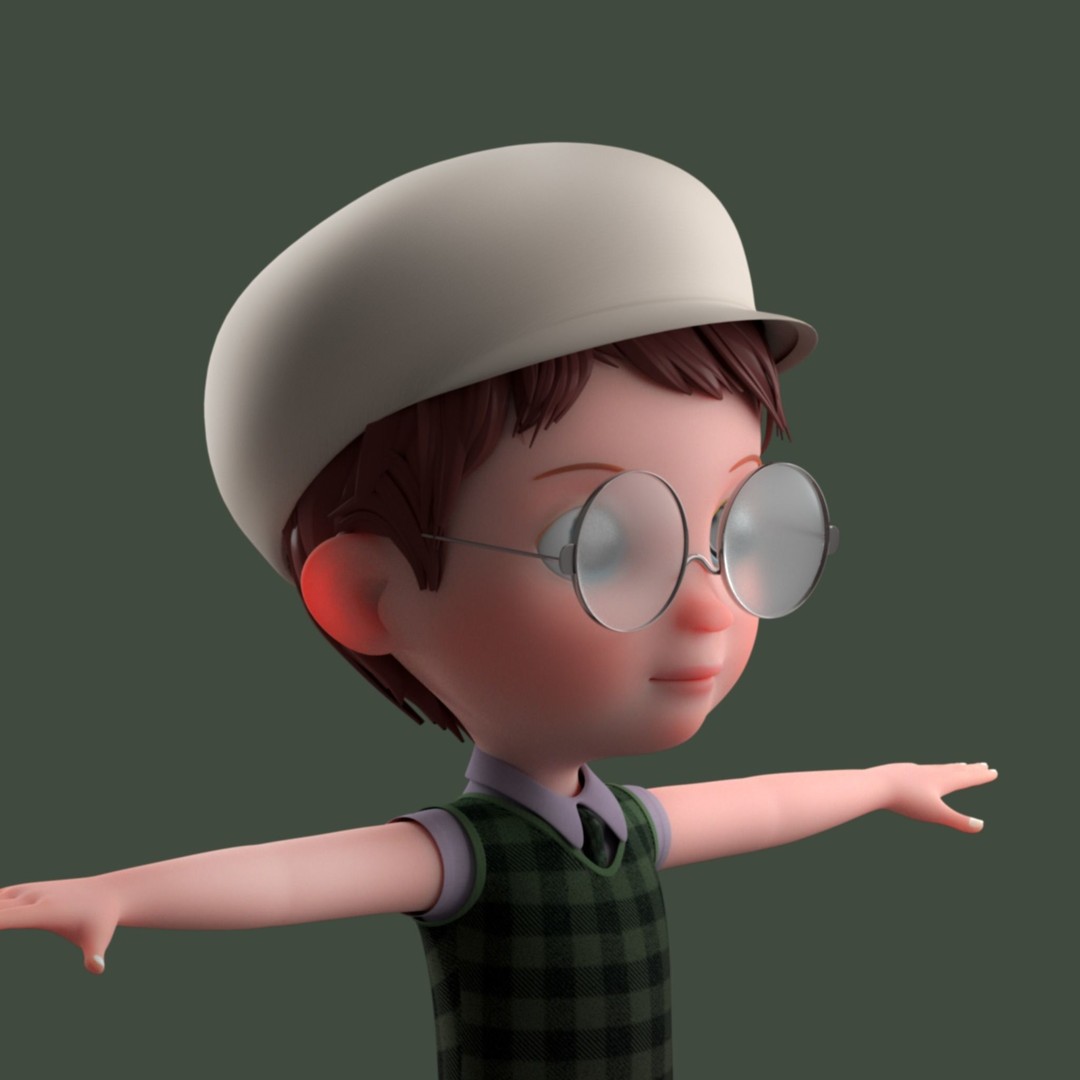 Cartoon Boy 3D Model – Low Poly Character, FBX, Game Ready - View 4