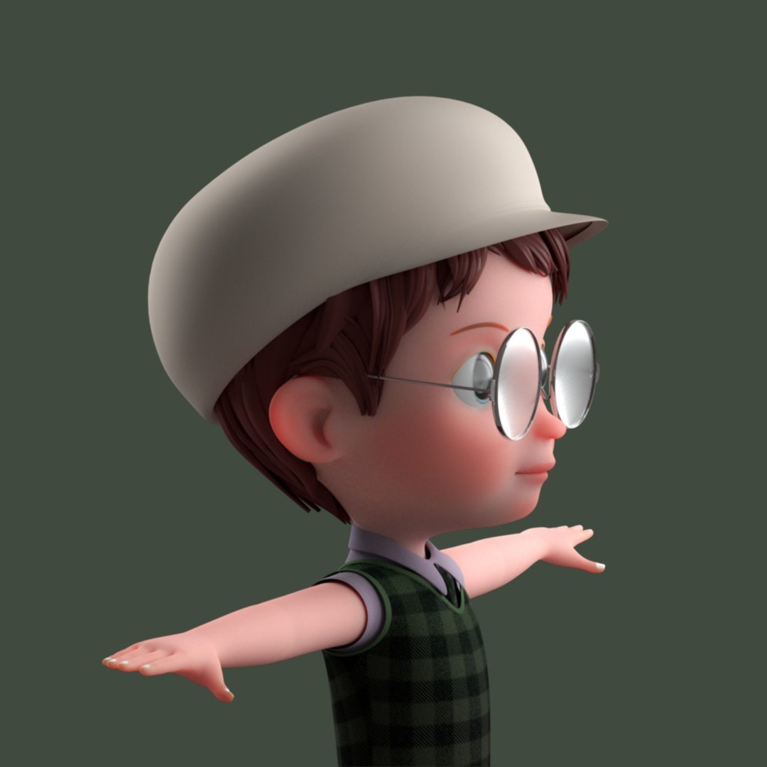 Cartoon Boy 3D Model – Low Poly Character, FBX, Game Ready - View 5