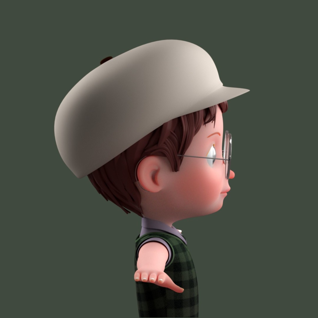 Cartoon Boy 3D Model – Low Poly Character, FBX, Game Ready - View 7
