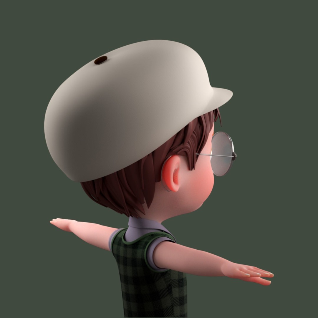 Cartoon Boy 3D Model – Low Poly Character, FBX, Game Ready - View 8