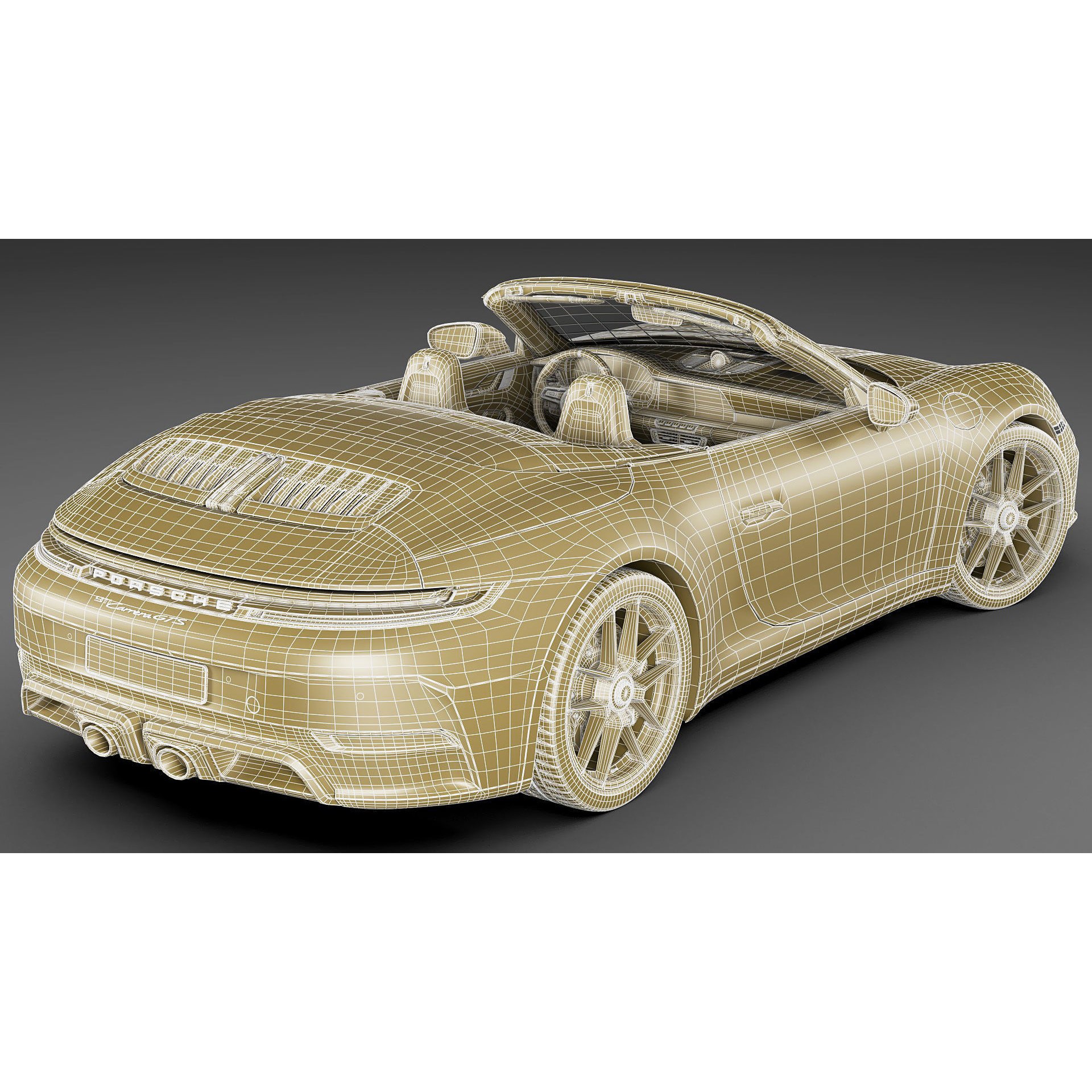 Porsche 911 Carrera GTS Cabriolet - High-Poly 3D Model - View 47