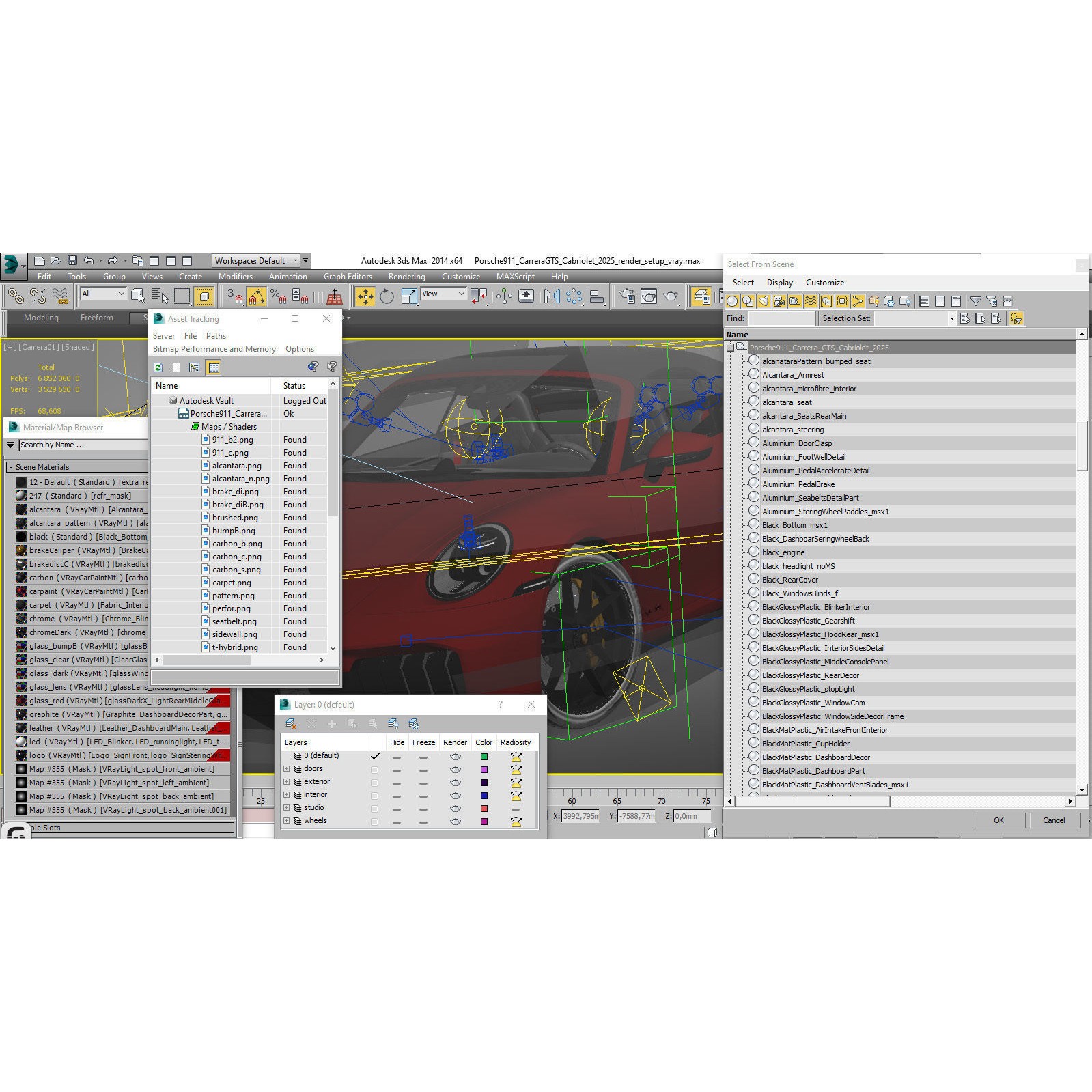 Porsche 911 Carrera GTS Cabriolet - High-Poly 3D Model - View 51
