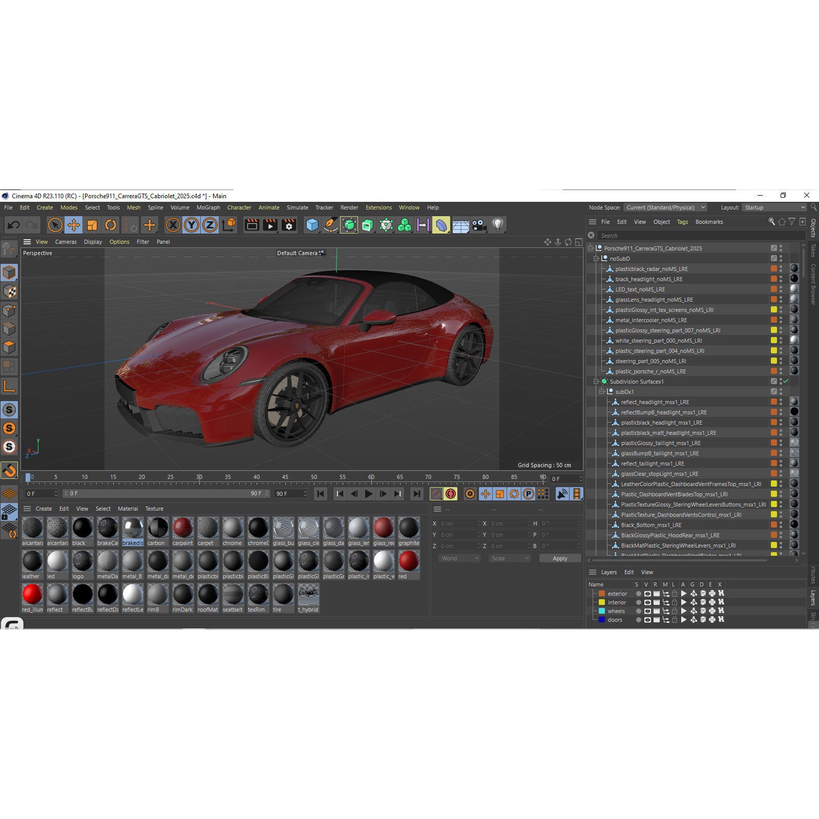 Porsche 911 Carrera GTS Cabriolet - High-Poly 3D Model - View 52