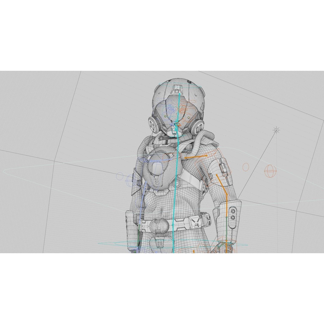 Cyber Astronaut-F 3D Model – Rigged Sci-Fi Character for Animation
