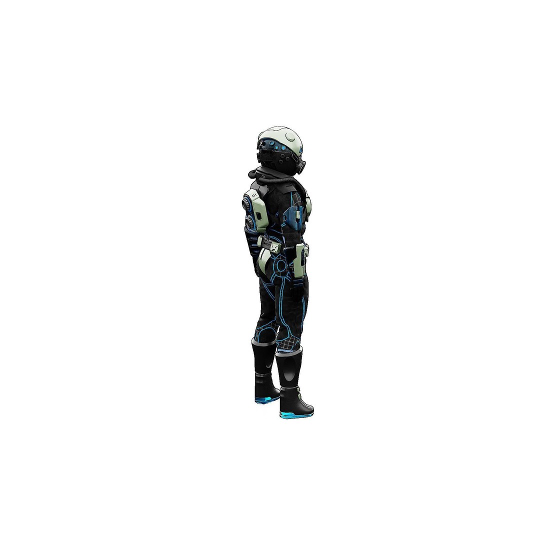 Cyber Astronaut-F 3D Model – Rigged Sci-Fi Character for Animation - View 10