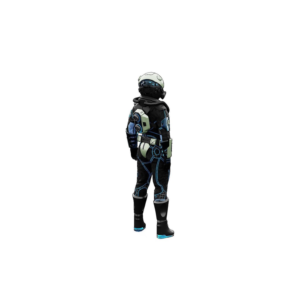 Cyber Astronaut-F 3D Model – Rigged Sci-Fi Character for Animation - View 11