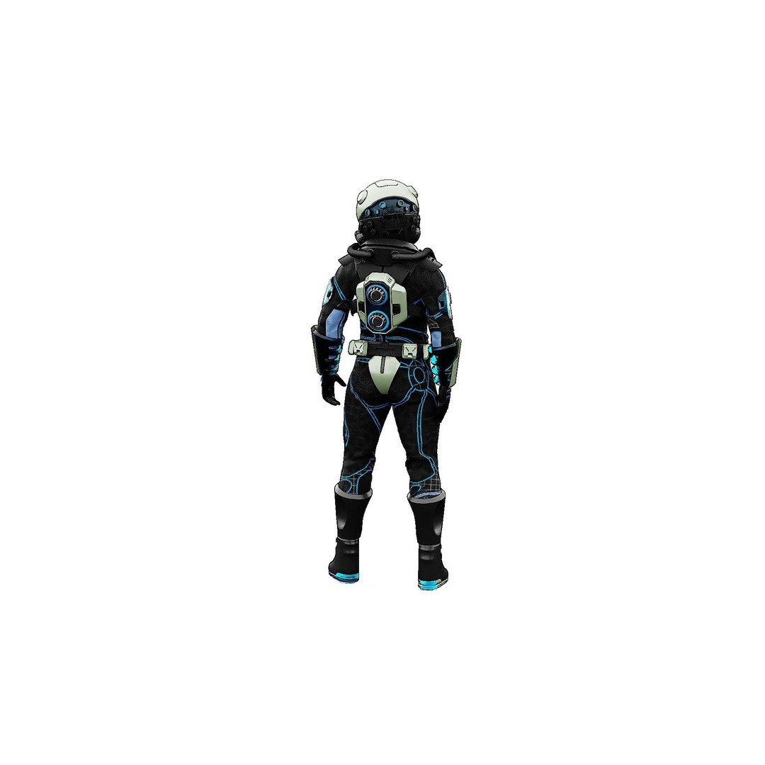 Cyber Astronaut-F 3D Model – Rigged Sci-Fi Character for Animation - View 13