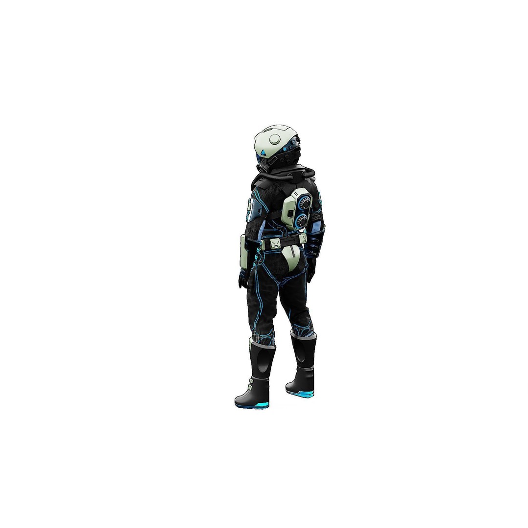 Cyber Astronaut-F 3D Model – Rigged Sci-Fi Character for Animation - View 16