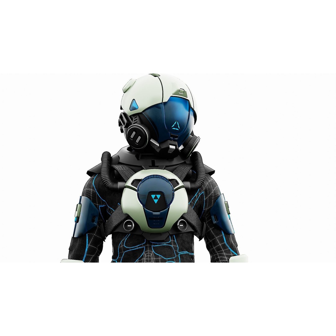Cyber Astronaut-F 3D Model – Rigged Sci-Fi Character for Animation - View 24