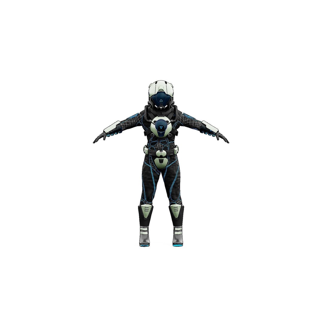 Cyber Astronaut-F 3D Model – Rigged Sci-Fi Character for Animation - View 31