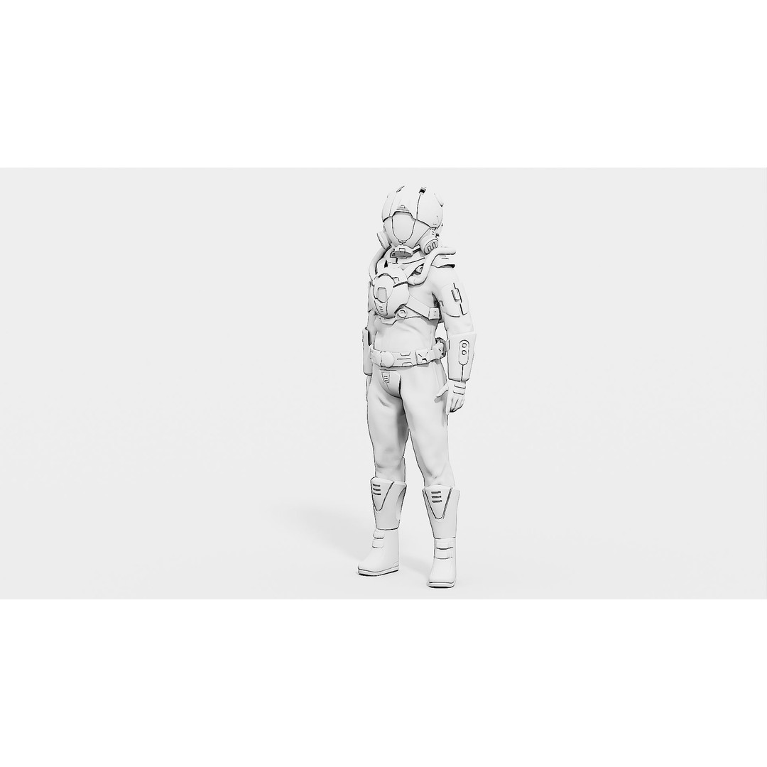 Cyber Astronaut-F 3D Model – Rigged Sci-Fi Character for Animation - View 33