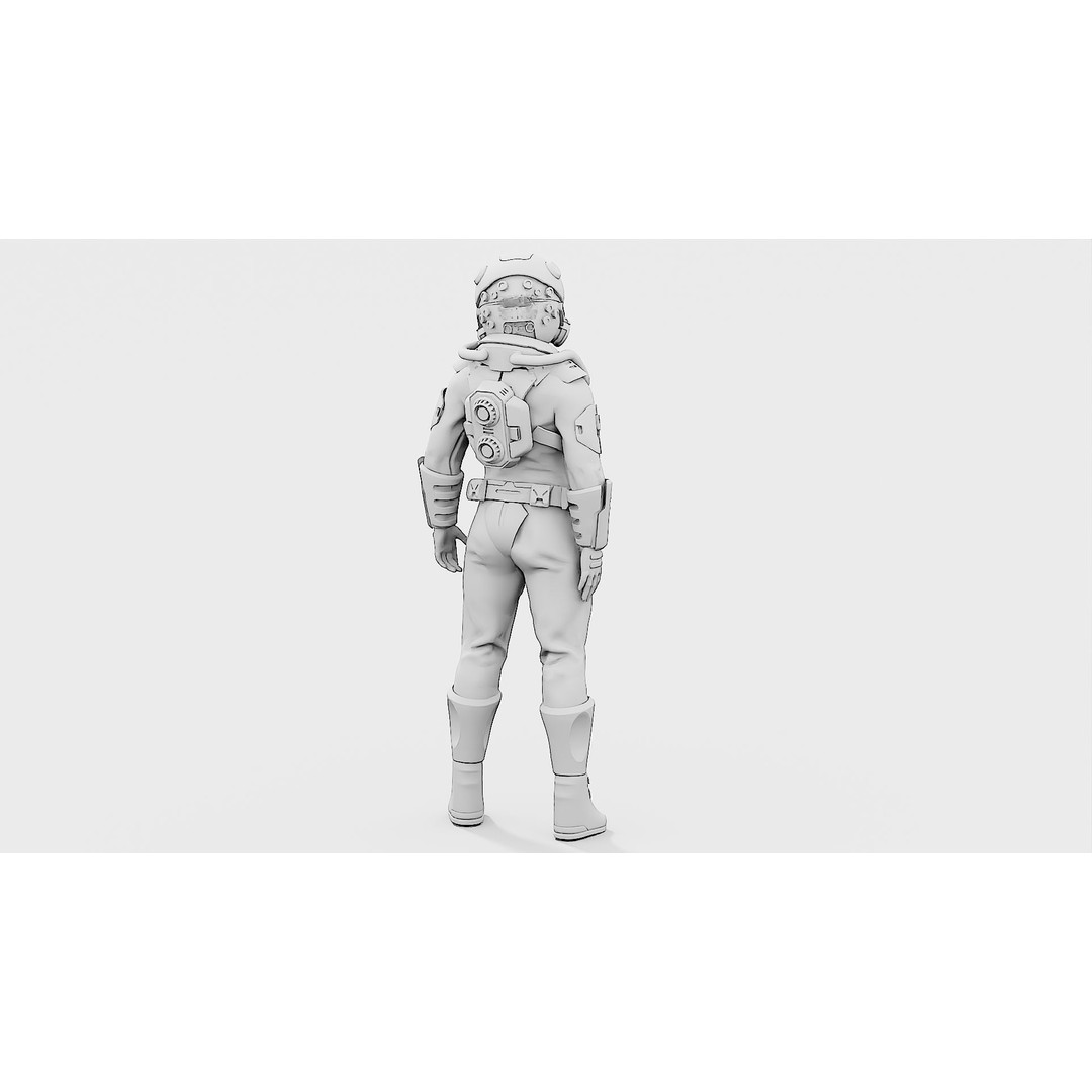 Cyber Astronaut-F 3D Model – Rigged Sci-Fi Character for Animation - View 34