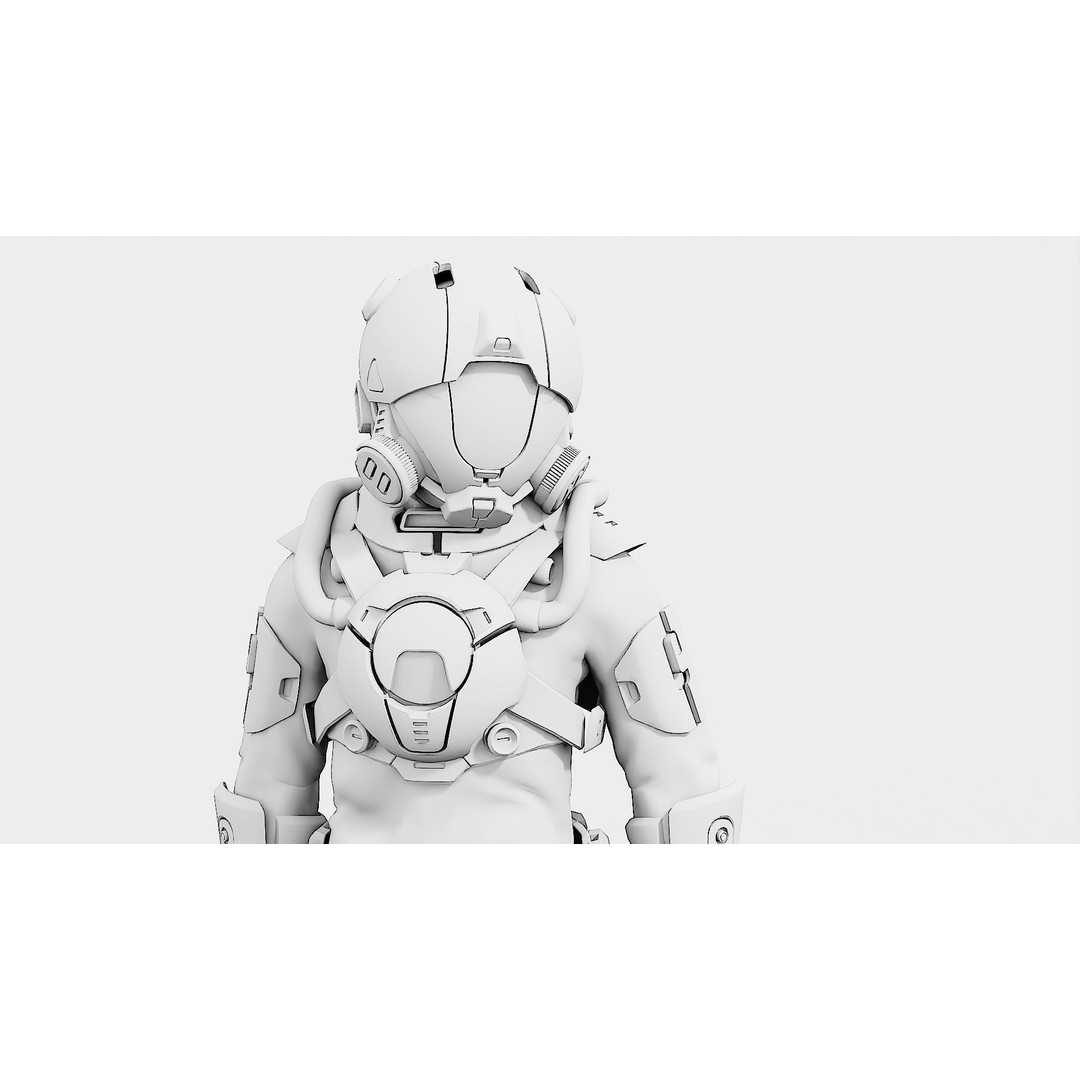 Cyber Astronaut-F 3D Model – Rigged Sci-Fi Character for Animation - View 35