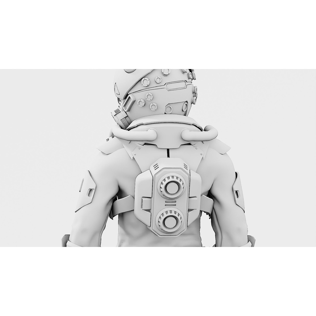 Cyber Astronaut-F 3D Model – Rigged Sci-Fi Character for Animation - View 37