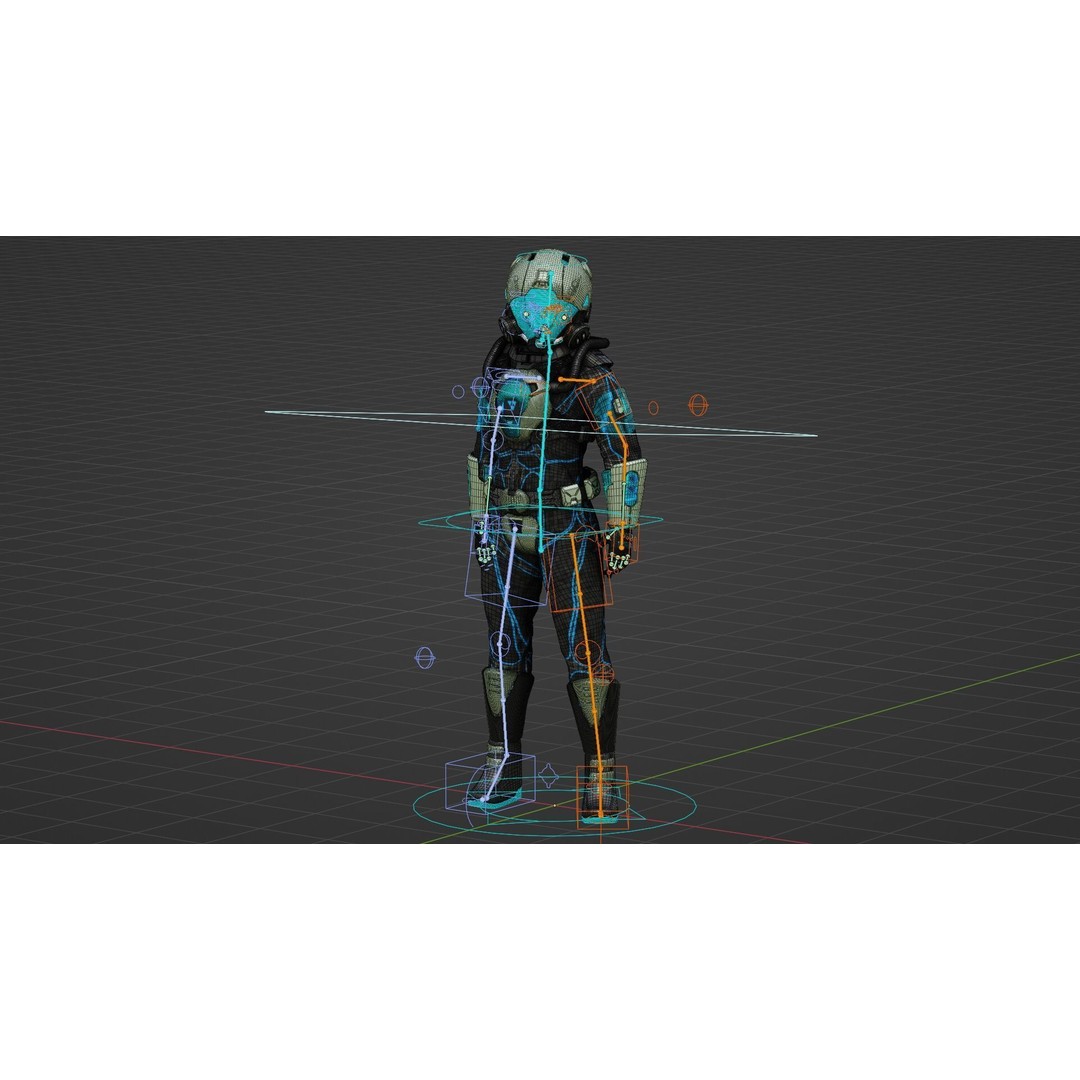Cyber Astronaut-F 3D Model – Rigged Sci-Fi Character for Animation - View 38