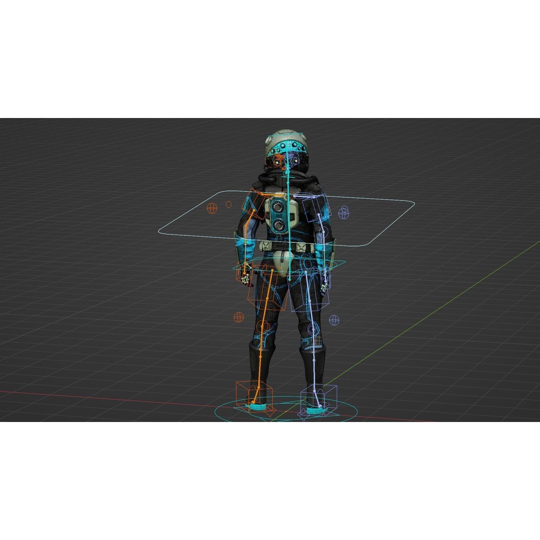Cyber Astronaut-F 3D Model – Rigged Sci-Fi Character for Animation - View 39