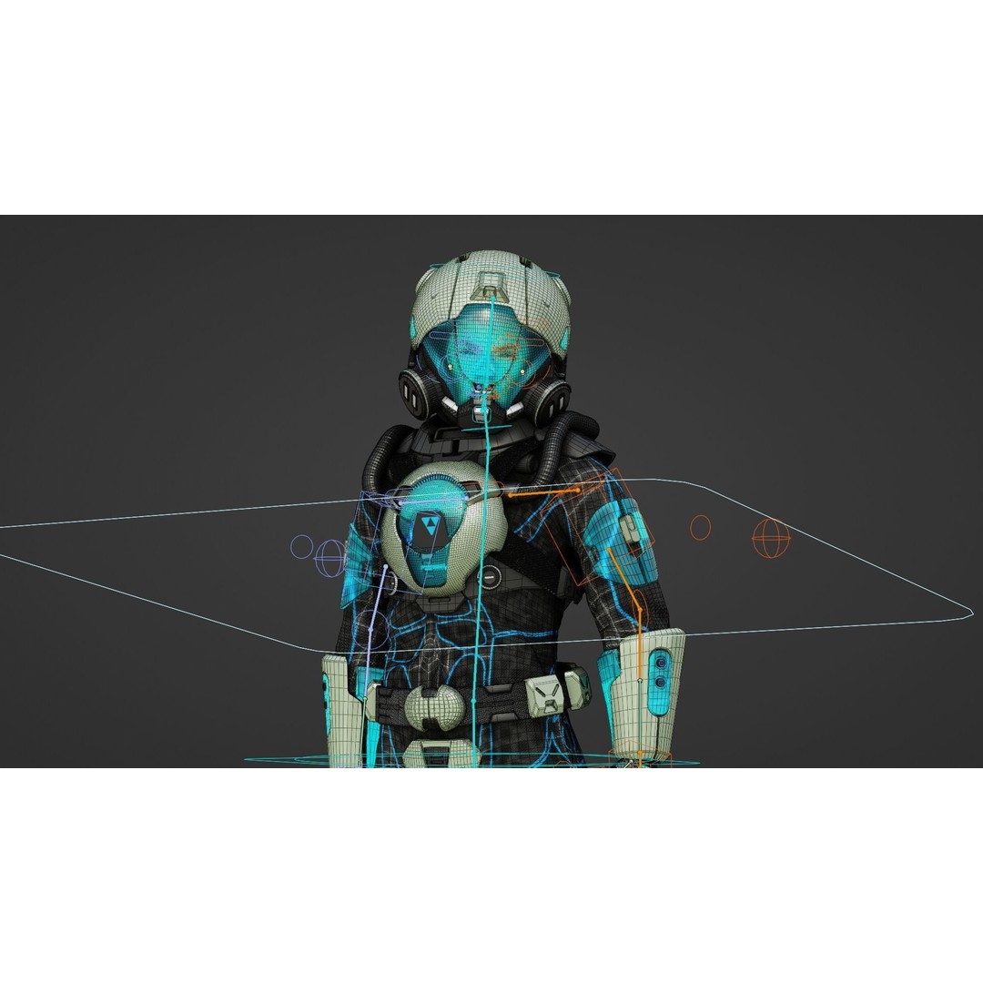 Cyber Astronaut-F 3D Model – Rigged Sci-Fi Character for Animation - View 40