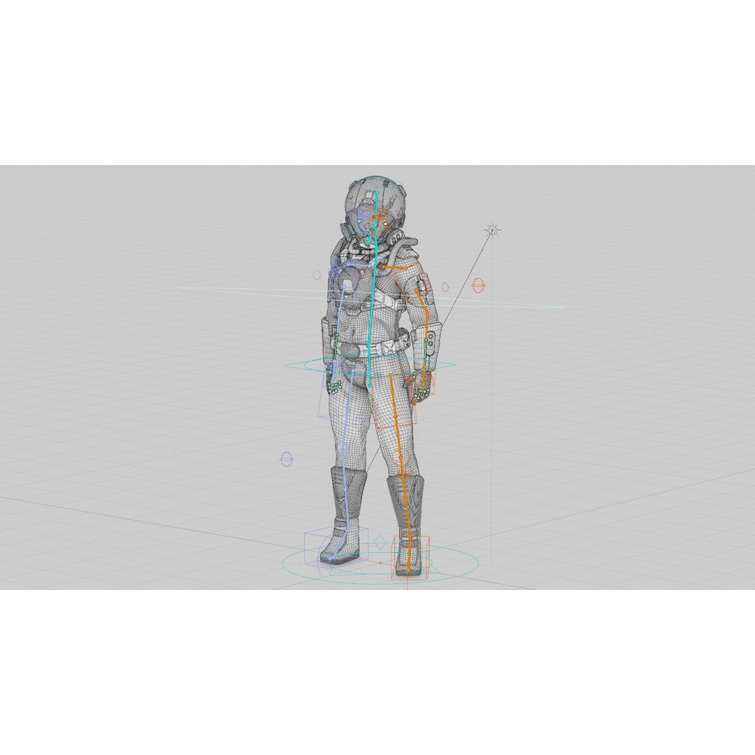 Cyber Astronaut-F 3D Model – Rigged Sci-Fi Character for Animation - View 41