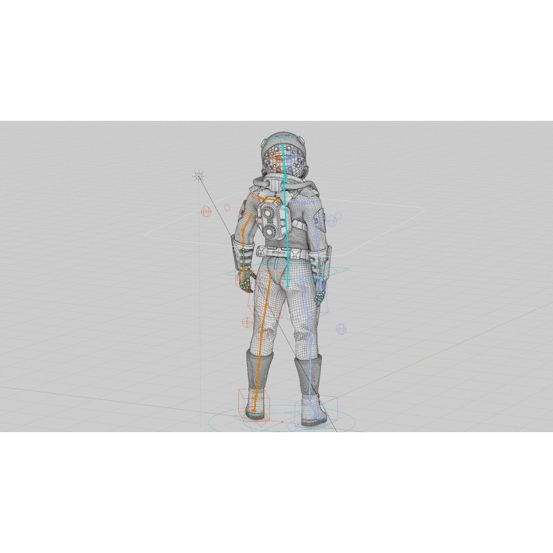 Cyber Astronaut-F 3D Model – Rigged Sci-Fi Character for Animation - View 42